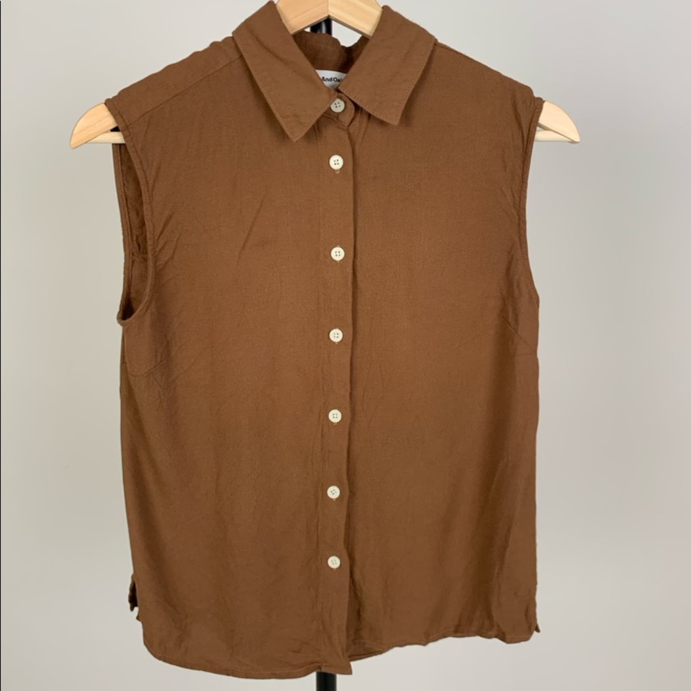 ❕SALE❕✨🤍Frank & Oak Brown Collard Blouse🤍✨